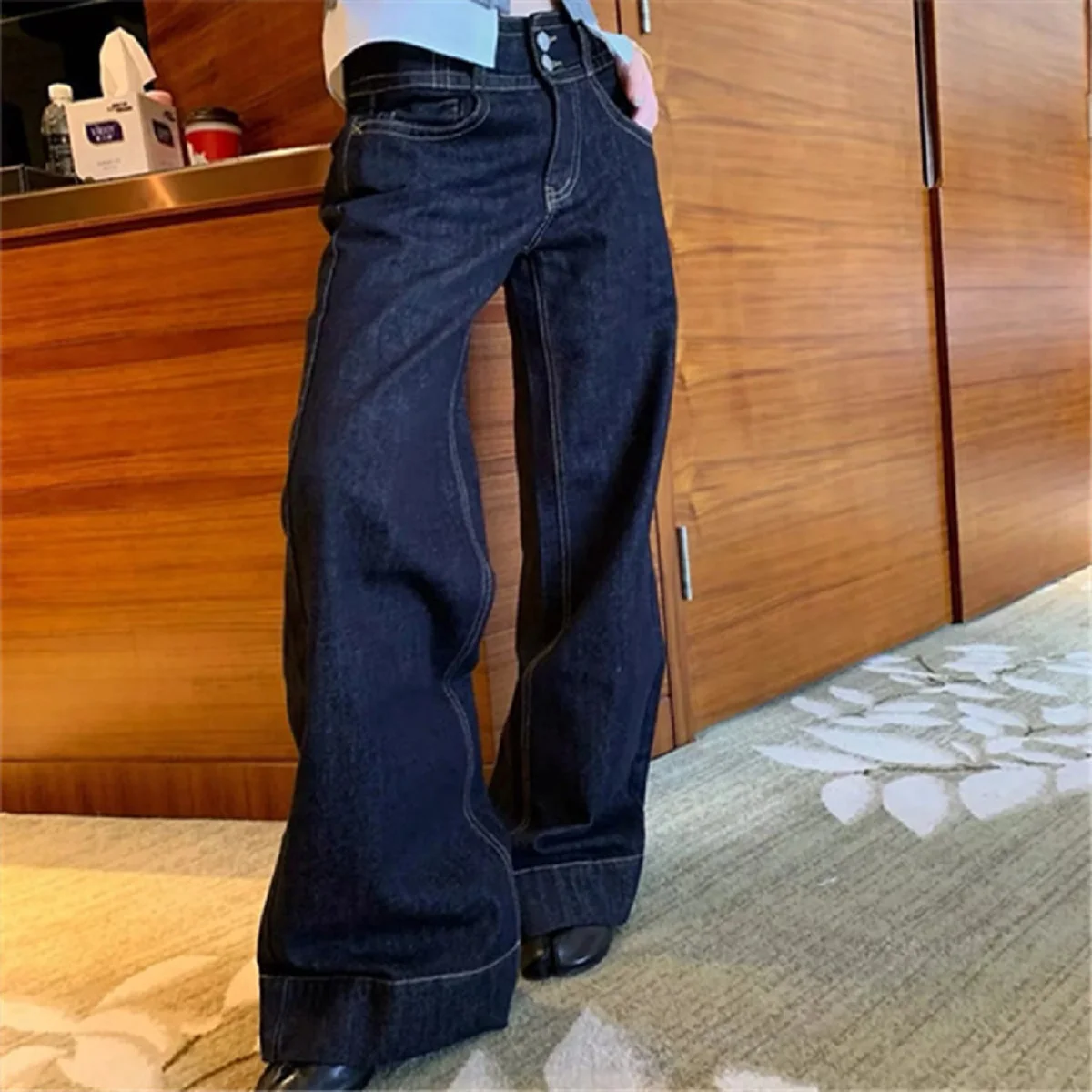 

Low Waist Wide Leg Jeans Women American Retro Loose Drapey Tall Length Denim Pants Summer Autumn Y2K Streetwear Hot Pants