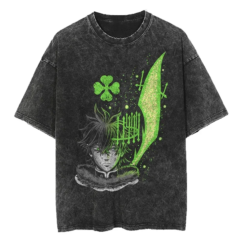

Классическая повседневная стильная потертая футболка с принтом четырехлистного клевера, летняя мужская свободная футболка из хлопка, высококачественная с коротким рукавом