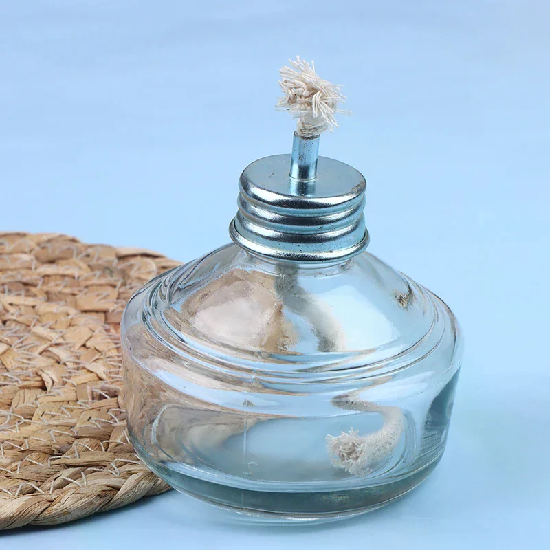100ML Alcohol Lamp Transparent Glass Alcohol Lamp Burner Chemical Wax Type Alcohol Light Heating Glassware Bottle Adjustable