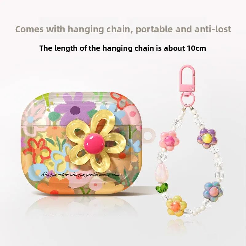 

for AirPods 4 1 2 3 Pro Wireless Bluetooth Earphones TPU with Keychain Flower Protective Cover