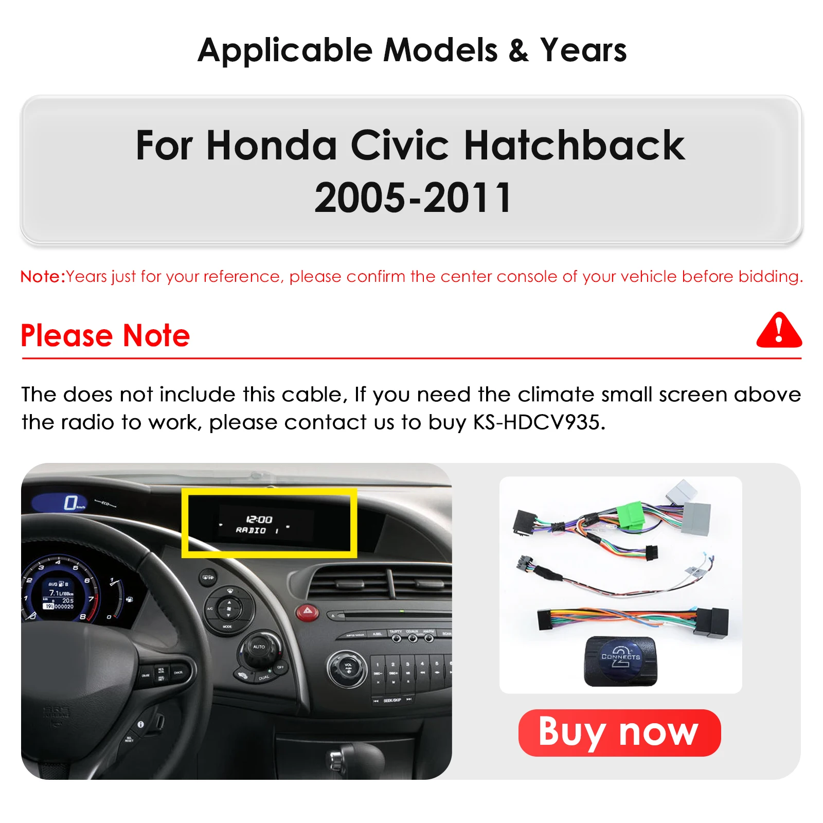 OSSUERT 9inch Car Intelligent Systems For Honda Civic Hatchback 2005-2011 Carplay Android Auto AM FM Bluetooth SWC RDS OBD2 DAB+