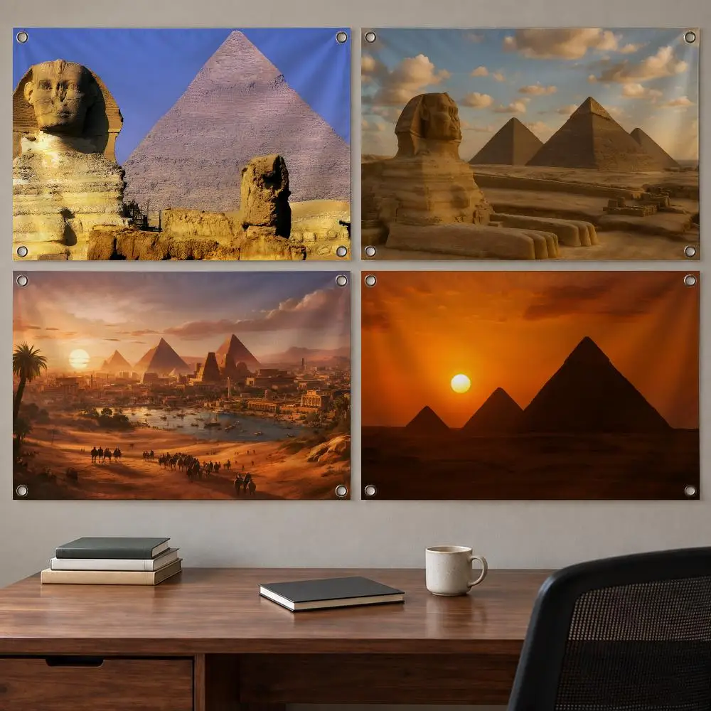 Classic Landmark Giza Pyramids Flags Indoor Outdoor Wall Banner Party Decor Large Hanging Wall Backdrop