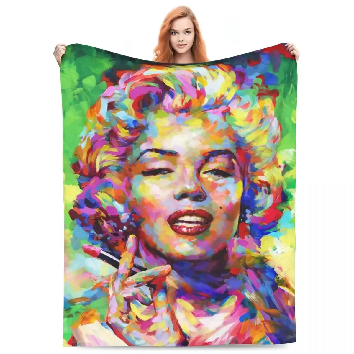 مارلين مونرو أحمر الشفاه فن البوب لينة الدافئة رمي بطانية مخصصة الفانيلا المفرش ل أريكة غطاء سرير السفر الربيع