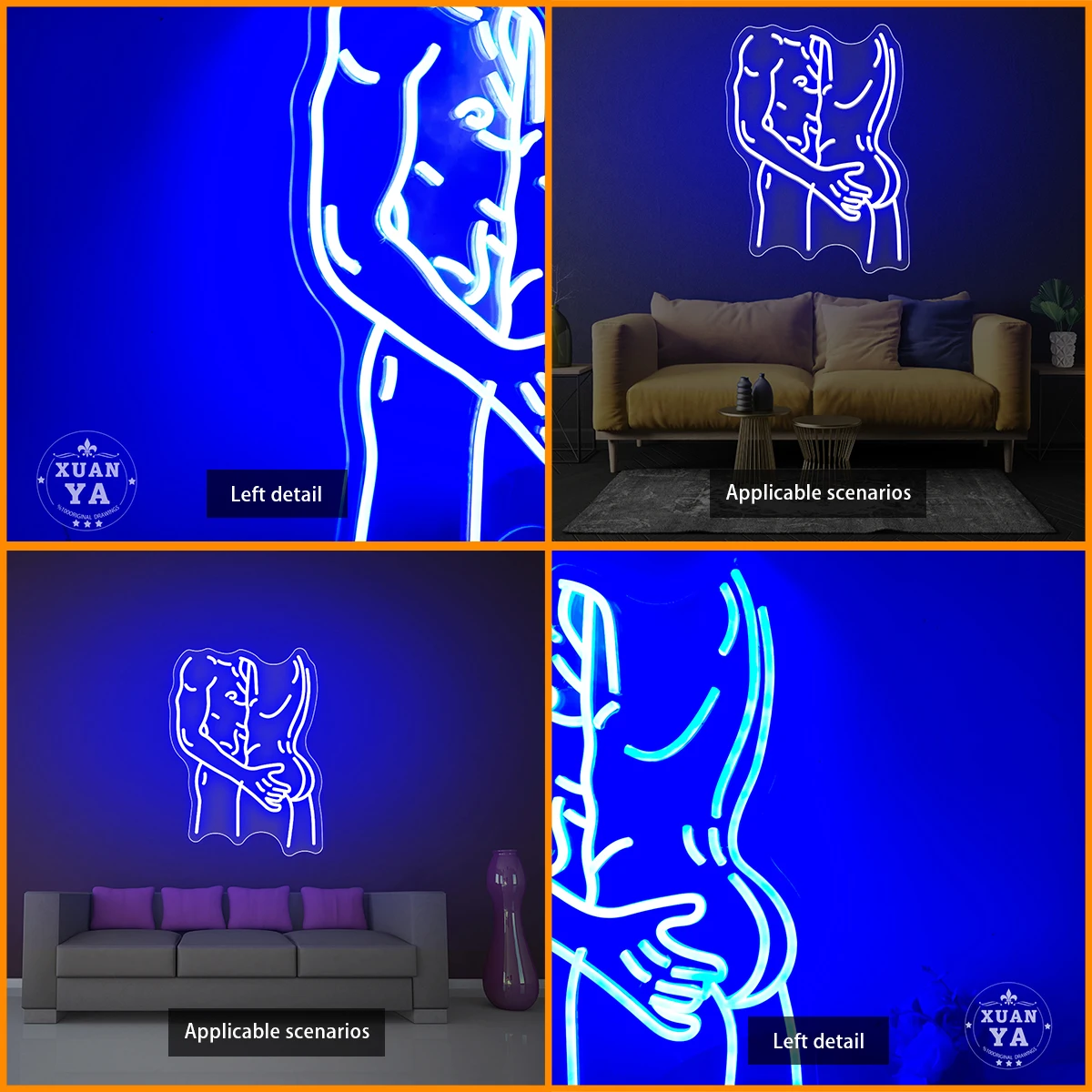 Two person modelling sexy neon lamp is suitable for lovers hotel bar entertainment room bedroom atmosphere light