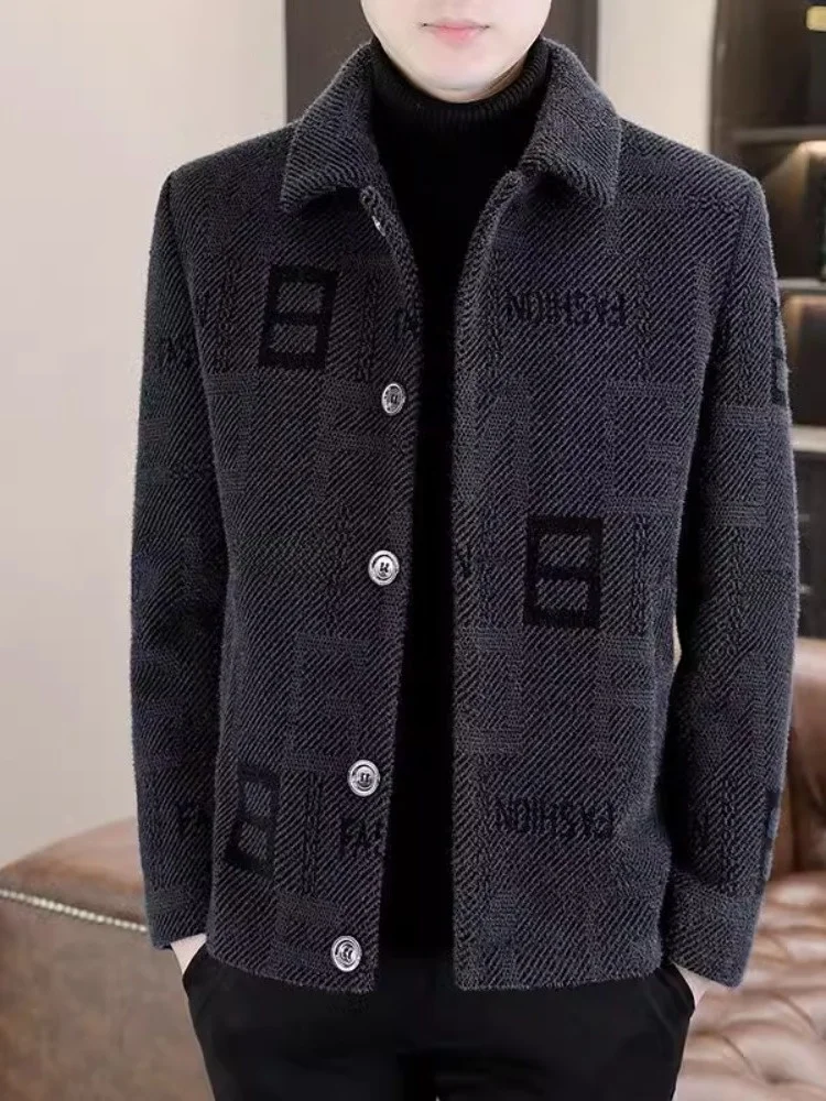 

Autumn Winter Men's Thiened Cotton Flannel ort Coat Korean Sle Notch Collar Versatile Outerwear for Men Faionable And...
