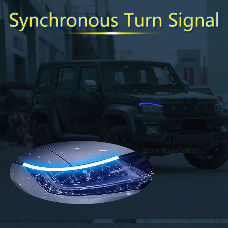 For BAIC bj40 x55 x3 x7 x5 x35 u5 PLUS DRL LED Strip Light Car Headlight 12V Scanning Effect Synchronous turn signal Accessories