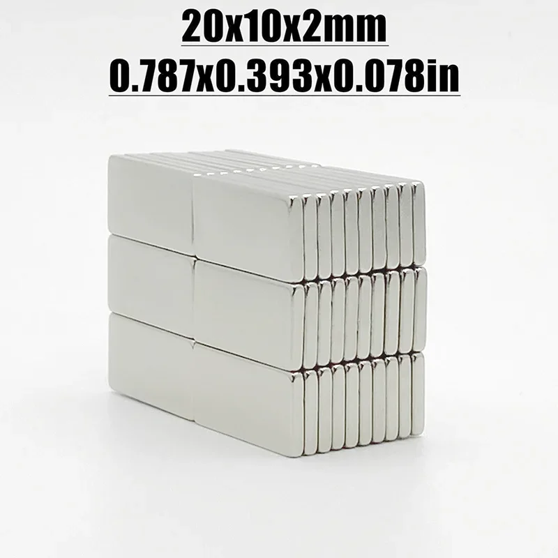 1~50Pcs 20X10X2 Rectangular Strong Magnetic Force N35 High Strength Neodymium Magnet Suitable Gardening Refrigerator Stickers