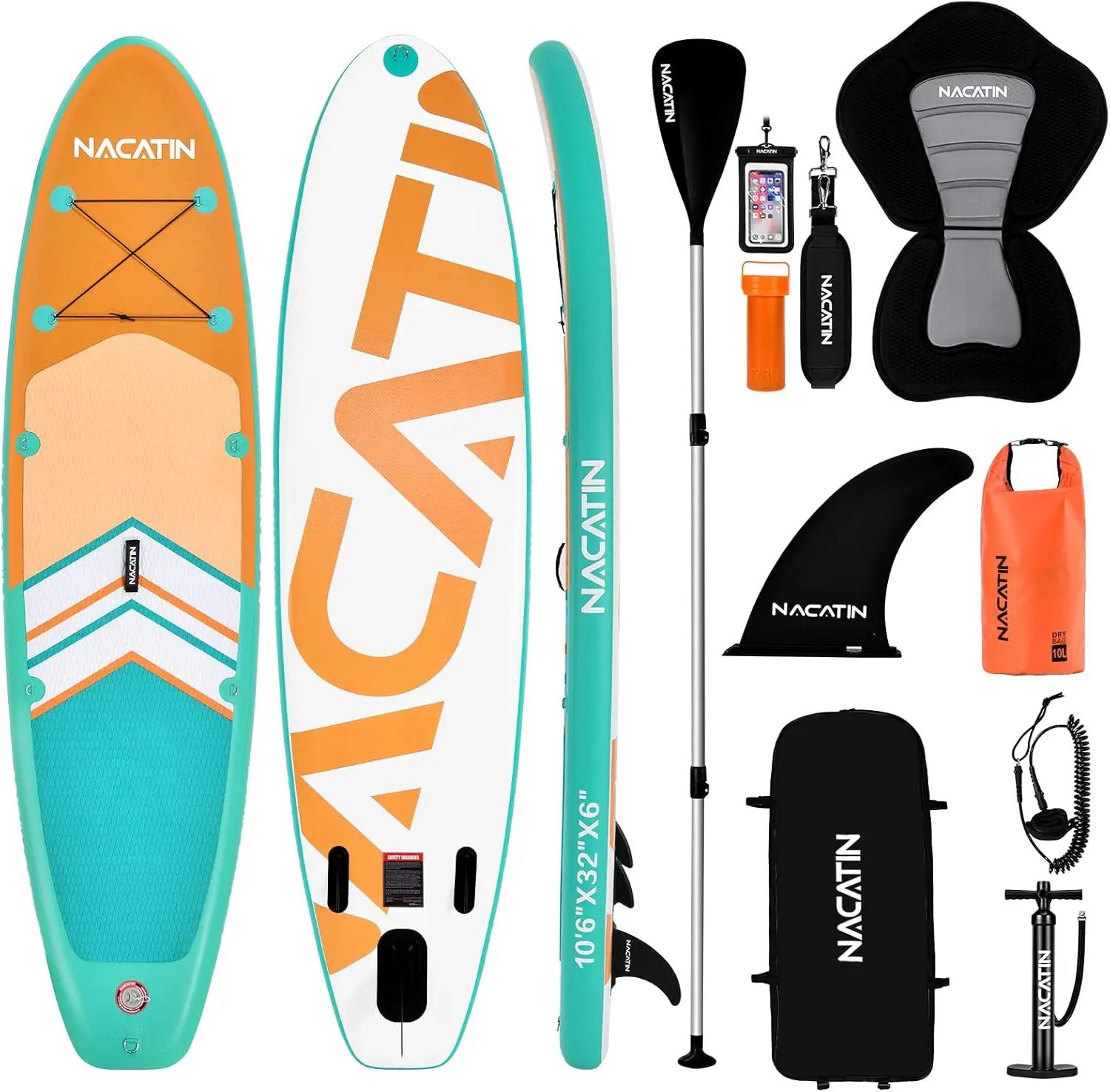 Opblaasbaar stand-up paddleboard met kajakstoel, 10'6 "upgrade-versie opblaasbare paddleboards voor volwassenen met premium SUP