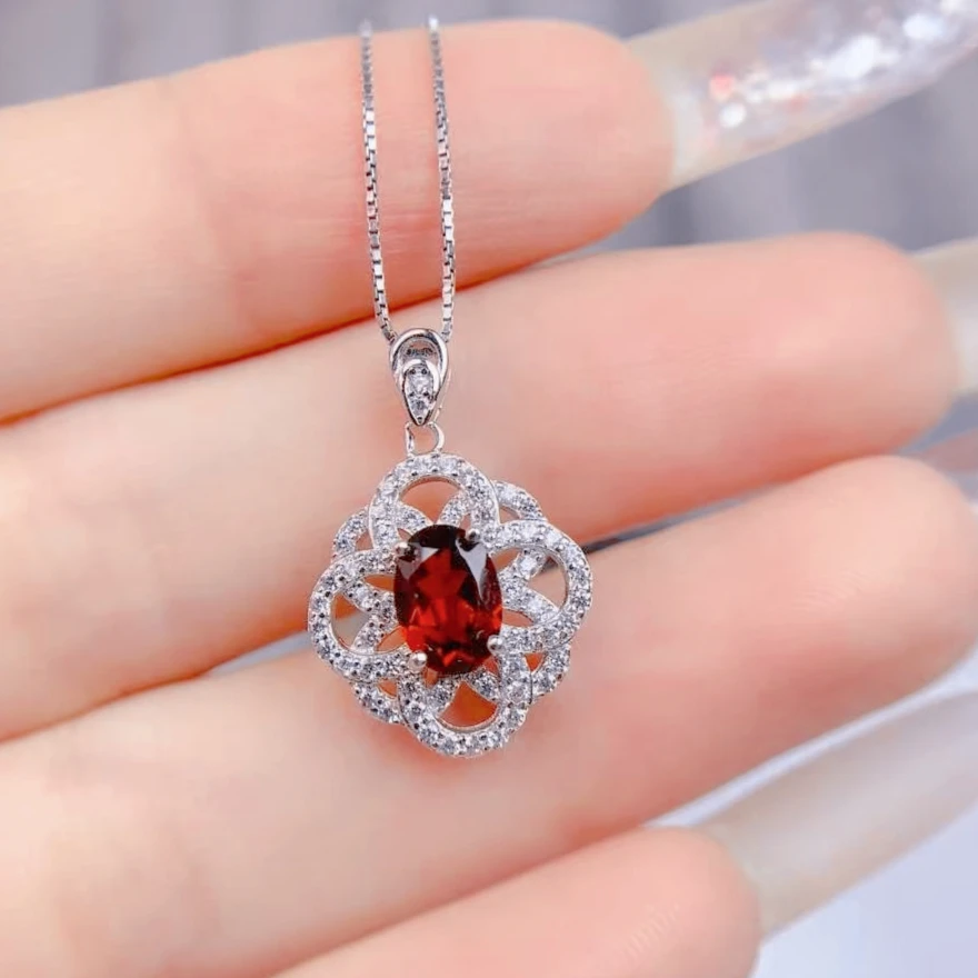 

Настоящий серебряный кулон 925 пробы, ожерелье из натурального граната, кулон 5 мм * 7 мм, 0,7 карата, класс VVS, ювелирные изделия с гранатом