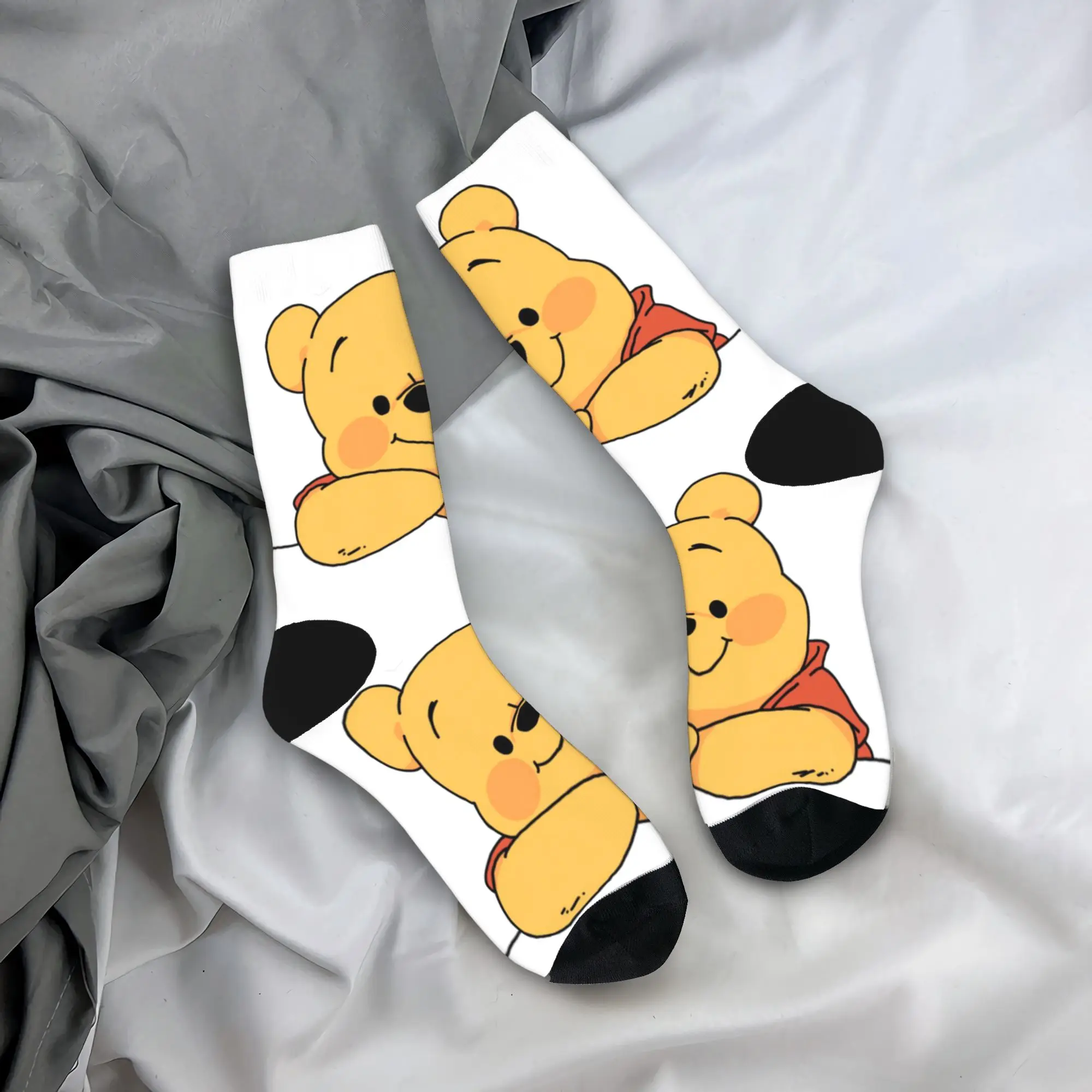 Adults Men Socks Winnies the Poohs Cartoon  Stockings Autumn Casual Soft Socks Design Outdoor Anti Slip Socks