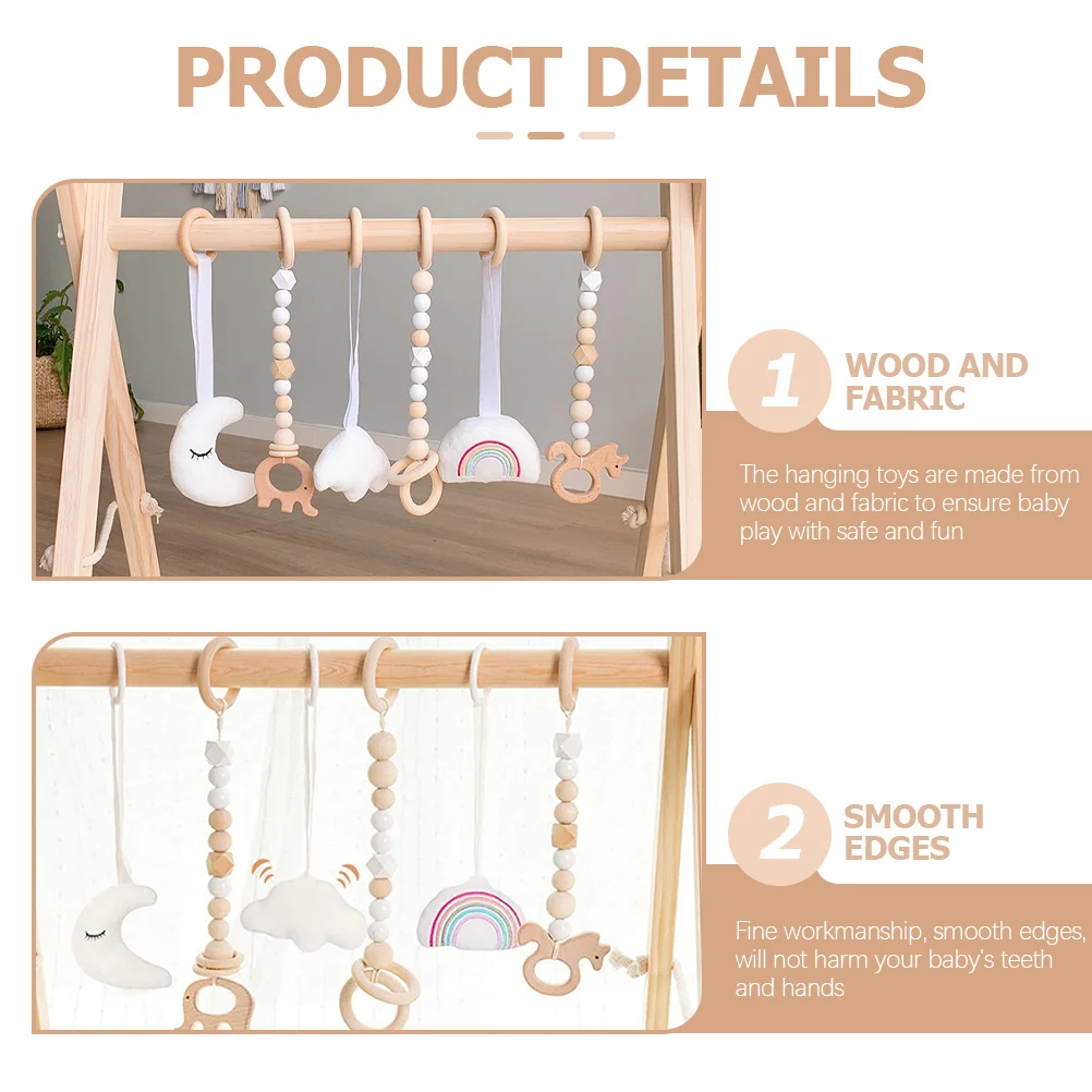 Accesorios sensoriales colgantes de madera, mordedor, anillos para cuna, desarrollo de Motor fino para recién nacidos de 0 a 6 meses, 6 uds.