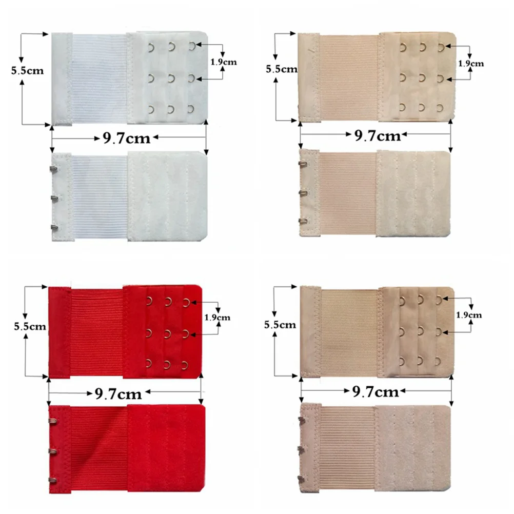 

6Pcs Bra Extenders 3 Rows 2 3 Hooks Elastic Comfortable Extension Strap for Women Adjustable Bra Lengthened Buckle Black Apricot