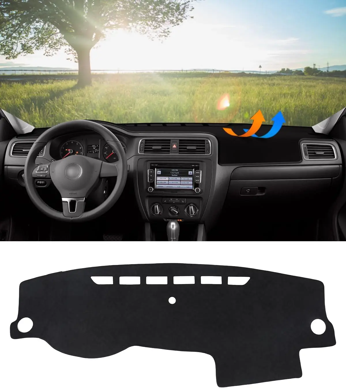 

Чехол на приборную панель Volkswagen Jetta 2011 2012 2013 2014-2018, аксессуары, черный фланелевой коврик на приборную панель, коврик на приборную панель автомобиля, УФ-солнце