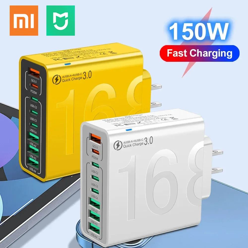 

Mijia Total 150W 8 Ports Fast Charging QC3.0 Travel Charger EU US KR Plug Mobile Phone Wall Adapter For iPhone Samsung Xiaomi