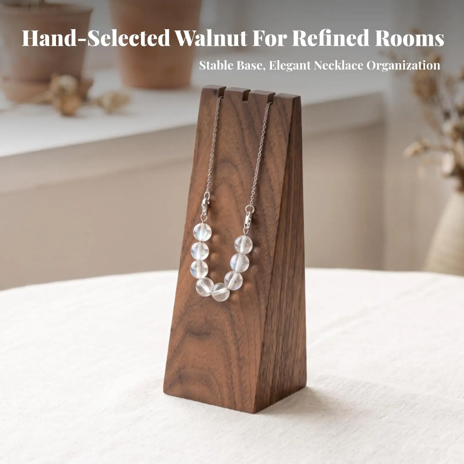Compact Wooden Necklace Display Space-Saving Necklace Display Stand