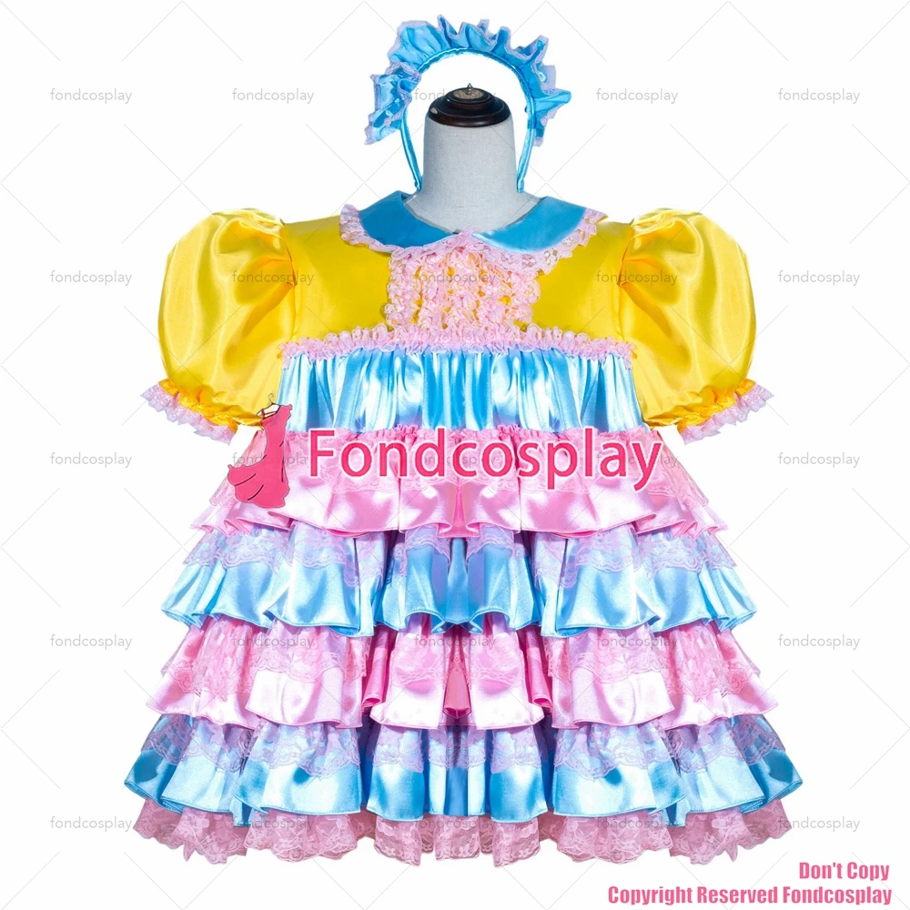 Fondcosplay sexy cross dressing sissy maid short French bloccabile satin baby Dress Uniform Cosplay Costume CD/TV[G4007]