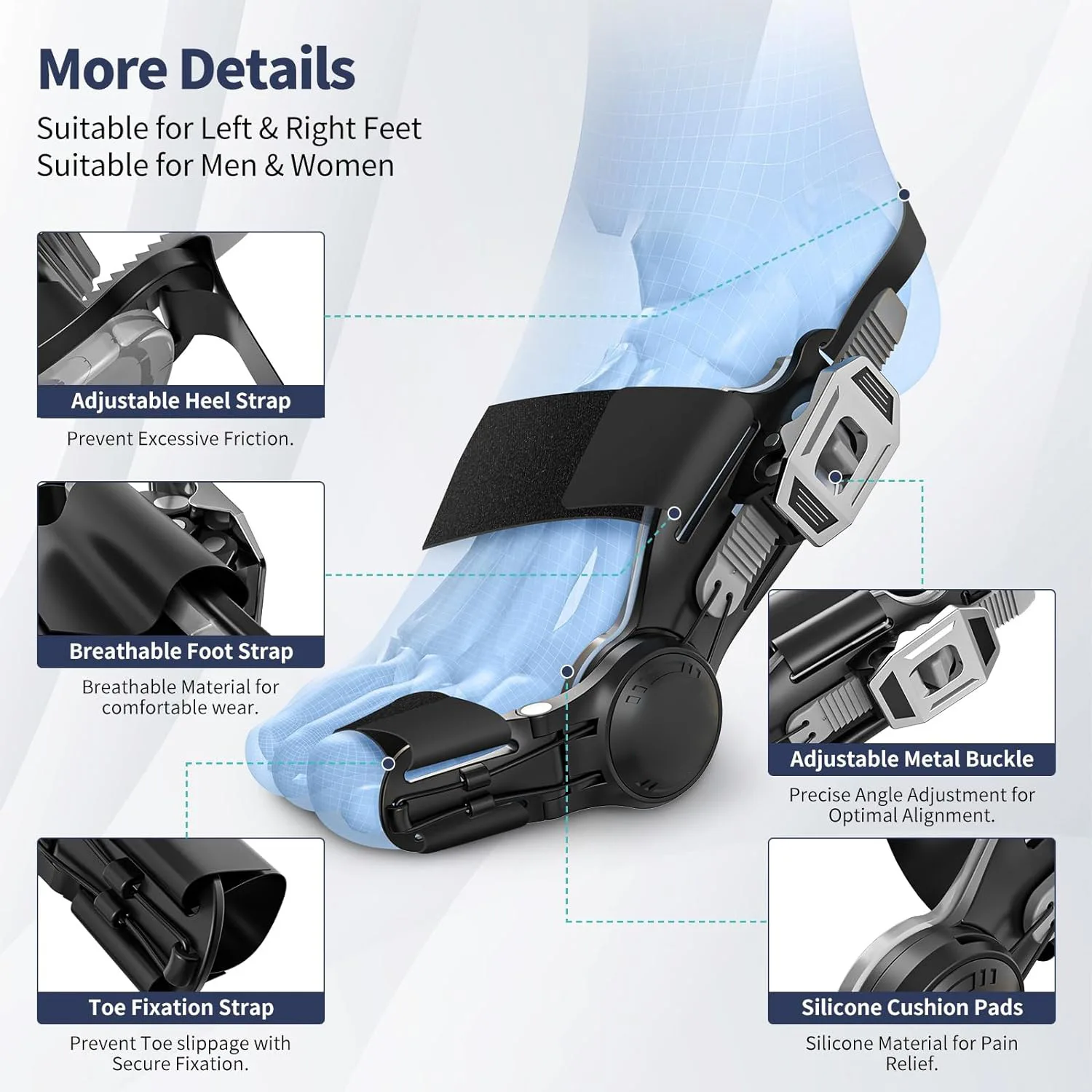 Hallux Valgus Corrector - Adjustable Bunion Splint & Toe Separator, 24H Wear Unisex Orthopedic Foot Alignment Support‌