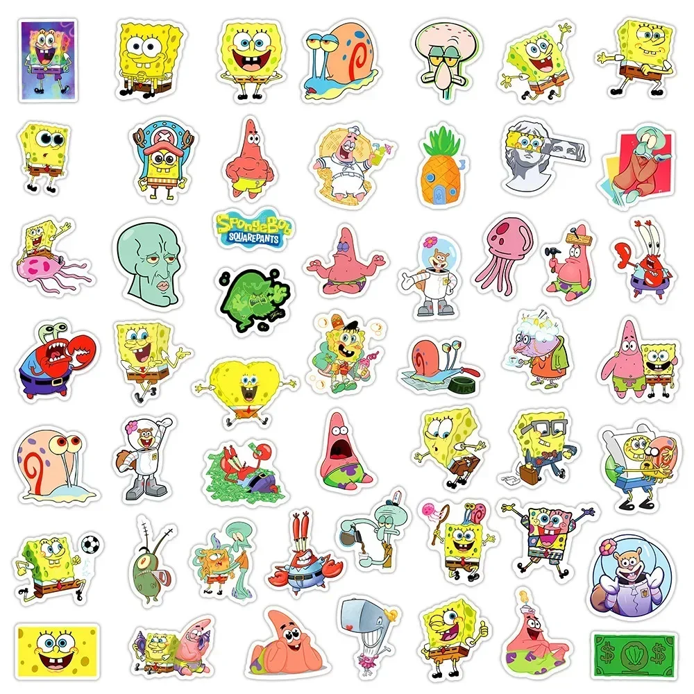 Pegatinas de Graffiti impermeables para niños, 50 piezas, variedad de dibujos animados y Anime, Bob Esponja, SquarePants, Paistar