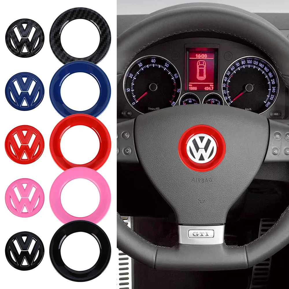 3D Carbon Fiber Car Steering Wheel Decpration Ring Trim Cover Sticker For Volkswagen VW Golf Polo Touran Passat RLINE GTI Beetle