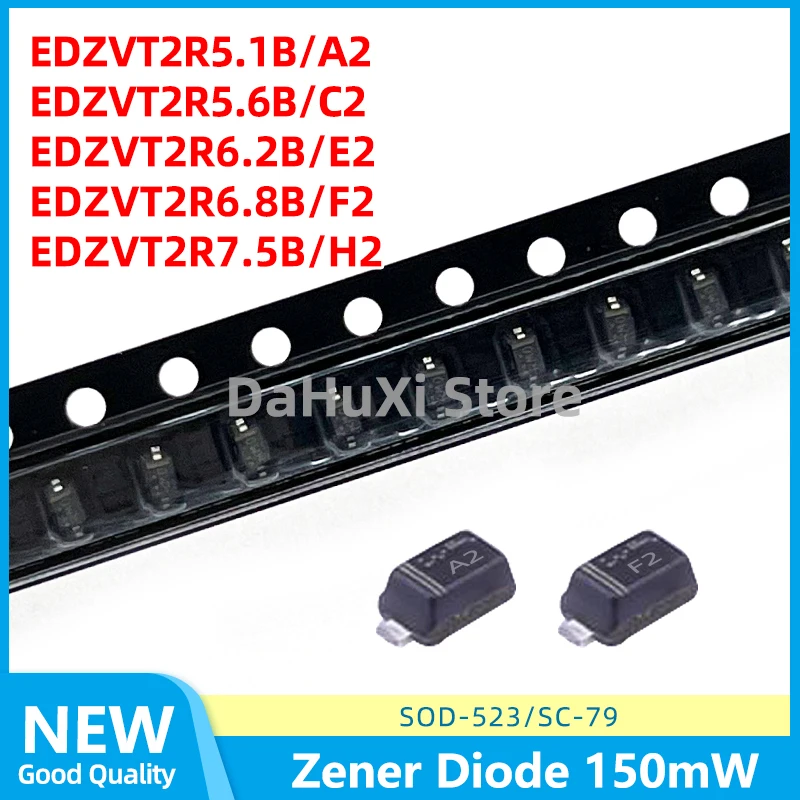 20PCS EDZVT2R5.1B A2 EDZVT2R5.6B C2 EDZVT2R6.2B E2 EDZVT2R6.8B F2 EDZVT2R7.5B H2 Zener Diode 150mW SOD-523/SC-79