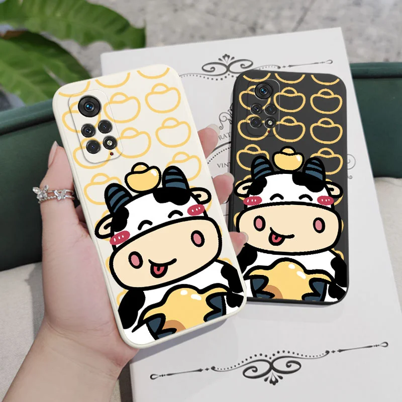 Gold Milk Cow Phone Case For Xiaomi Redmi Note 13 12 11 11S 11T 10 10A 10T 10S 9T 9 8 7 Pro Plus 10C 9A 9C 9T 4G 5G Cover