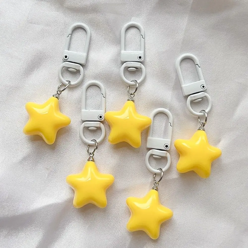 Stars Yellow Pink Stars Keychain Pentagram Chubby Chubby Milk Yellow Star Keychain Yellow/Pink Soft Home Decoration