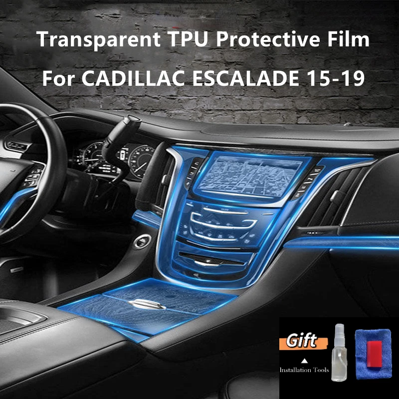 For CADILLAC ESCALADE 15-19 Car Interior Center Console Transparent TPU Protective Film Anti-scratch Repair Film Accessories