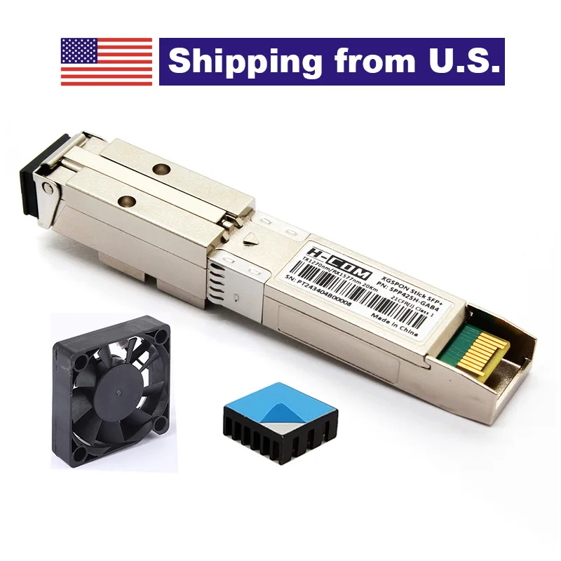 XGSPON ONU Stick with Free Fan, 10G SFP+ ONT with 8311 Firmware, SC/APC Tx 1270 nm Rx 1577 nm, for Mikrotik, Ubiquiti & More