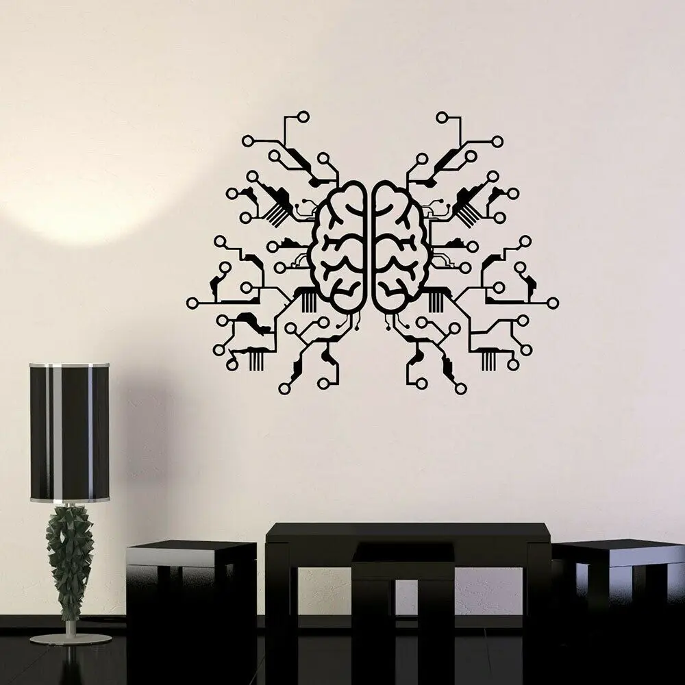 Large Circuit Intelligence Brain Neural Network Computers Wall Sticker Office Classroom Geek Science Technology Wall Decal Vinyl