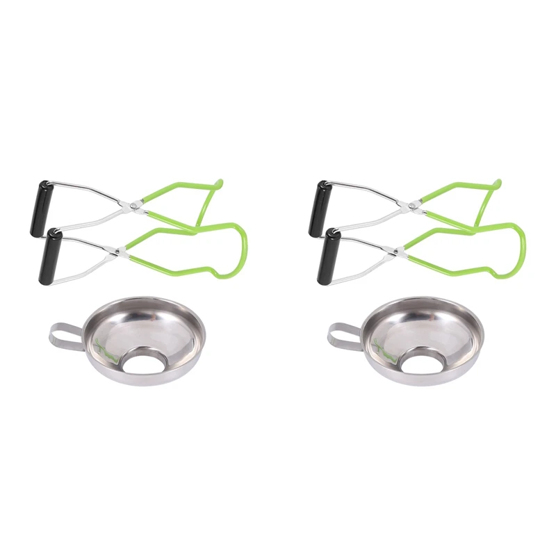 2 Pieces Stainless Steel Canning Jar Lifter Tongs And Canning Funnel For Wide-Mouth And Regular Jars, Easy To Clean