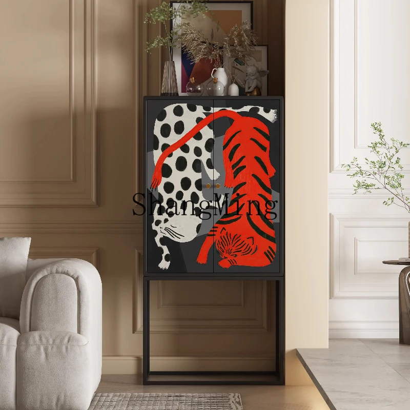 

FG light Luxury Retro Side Cabinet Hotel B & B Storage Storage Living Room Storage Tall Cabinet