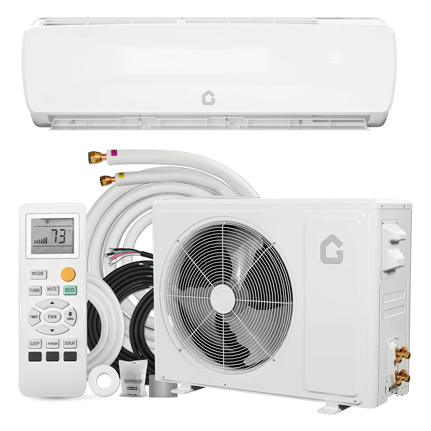 12000 وحدة حرارية بريطانية صغيرة سبليت تيار متردد/نظام تسخين 19 SEER2 عاكس 115 فولت - 6 في 1 مضخة حرارية بدون قنوات مثبتة على الحائط حرارة باردة تصل إلى 750 قدم مربع #1