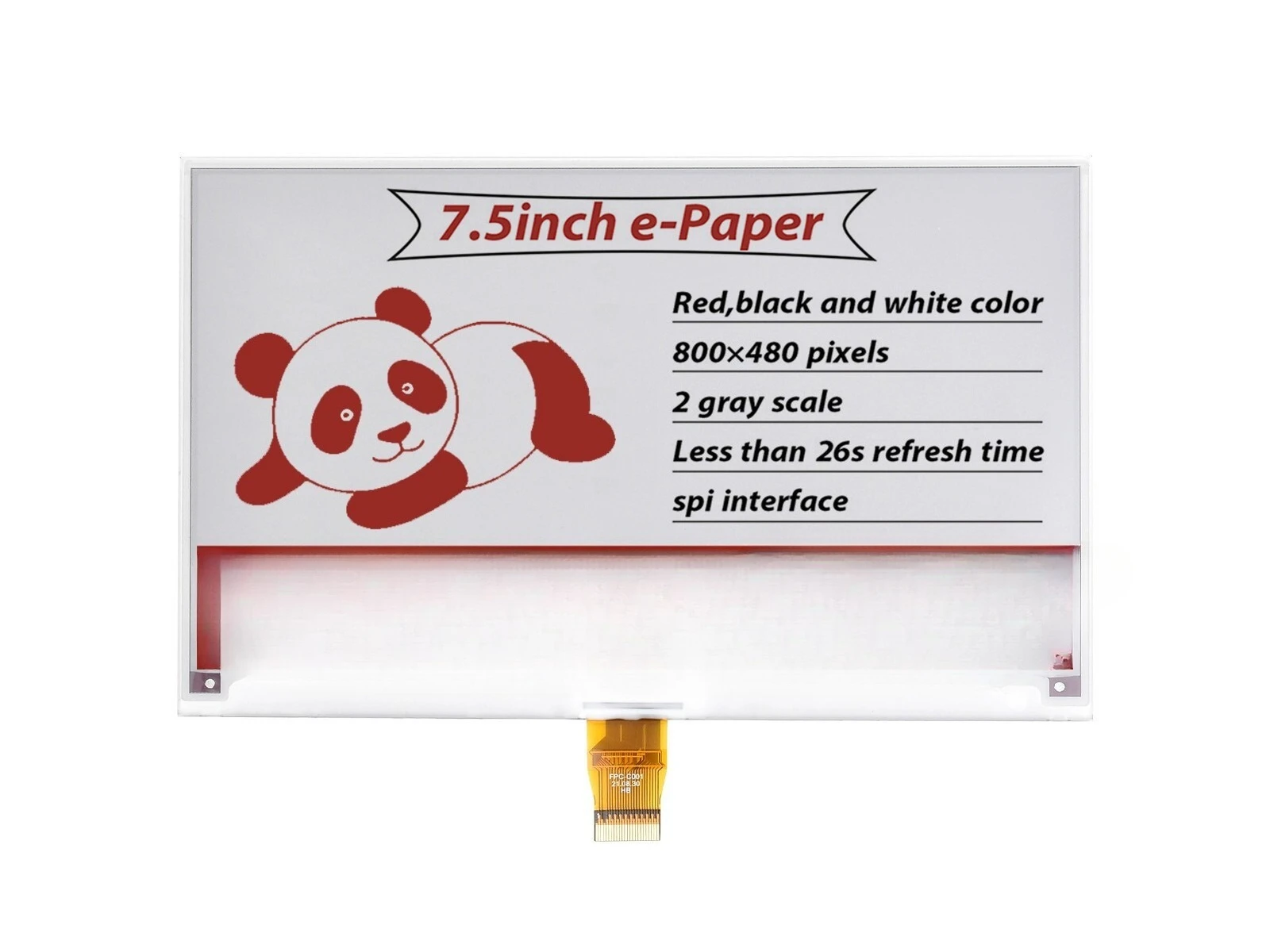 For Raspberry Pi 7.5in E-Paper E-Ink Display 800×480 SPI Without PCB