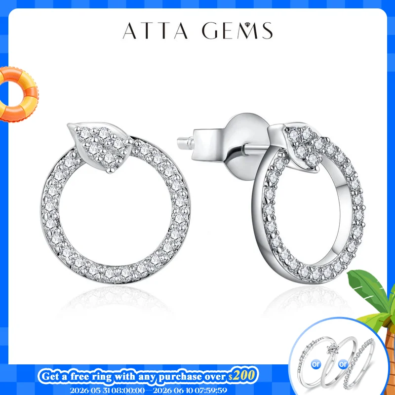 

ATTAGEMS Classic D VVS1 Color Moissanite Stud Earrings for Women Solid 925 Sterling Sliver Engagement Wedding Jewelry Party Gift