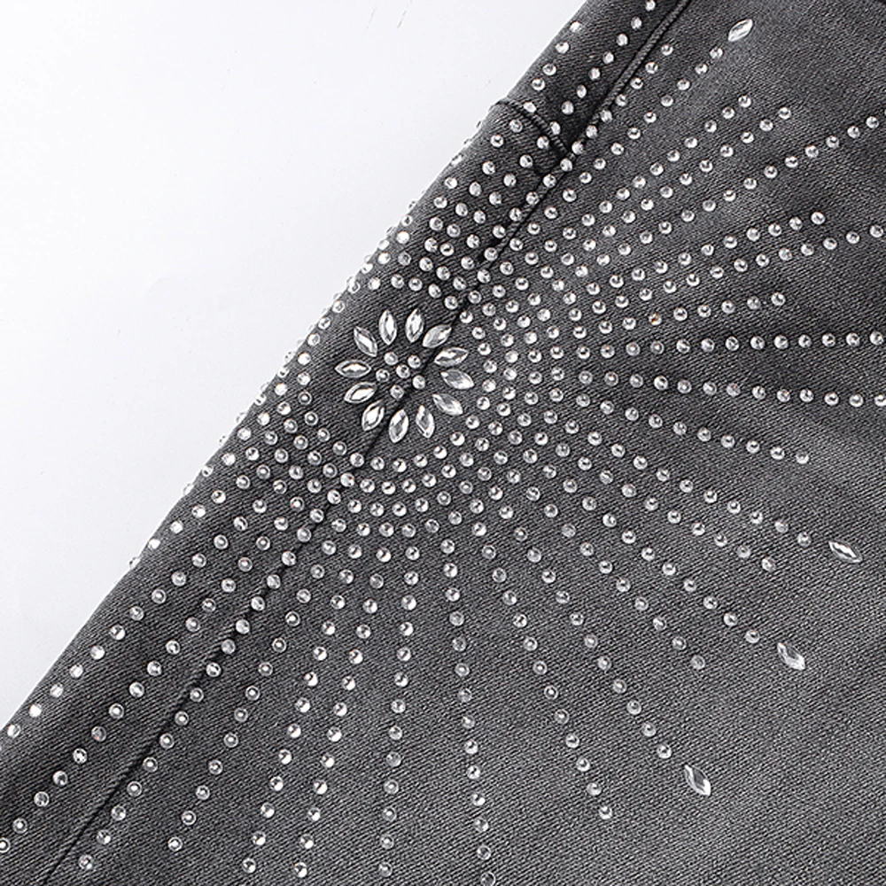 Y2k Herrenbekleidung Hip-Hop Mode Streetwear Retro Denim Shorts Zerrissene Jeans Street Style Jeans mit Strass Shorts für Männer