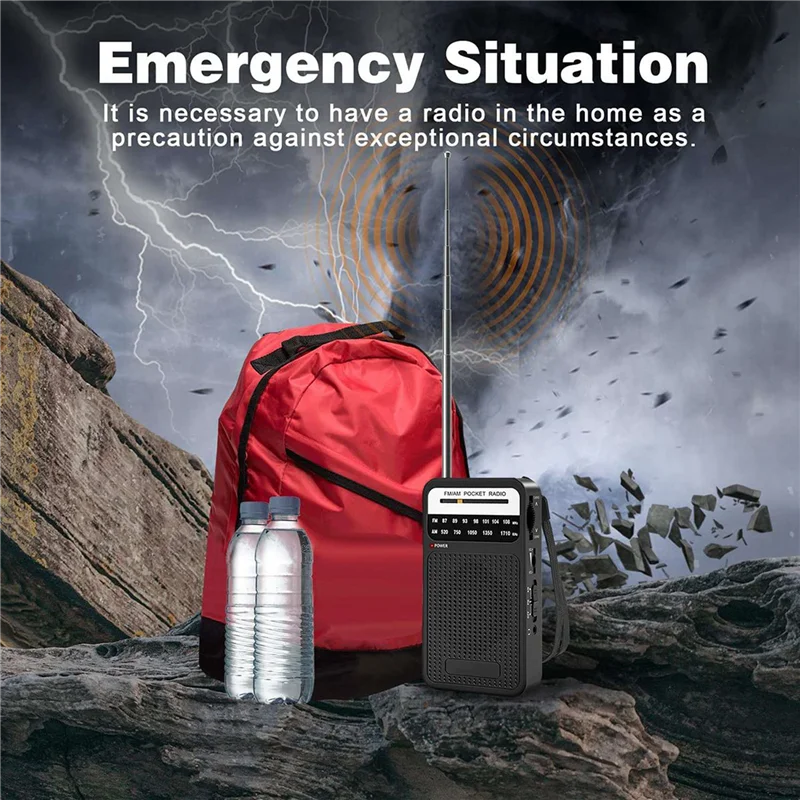 ABGI-2X AM FM ポケットラジオ、ラウドスピーカー付きトランジスタラジオ、ヘッドフォンジャック、屋内、屋外用ポータブルラジオ