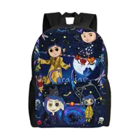 Mochila Coraline de dibujos animados de terror para adolescentes, mochila duradera para estudiantes, mochila de negocios para hombres y mujeres, bolso de hombro para ordenador portátil
