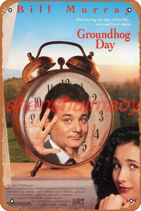 Groundhog Day Movie Poster 8 x 12 Inches - Retro Vintage Metal Tin Sign for Home Bar Pub Garage Decor Movie Gifts SHAN