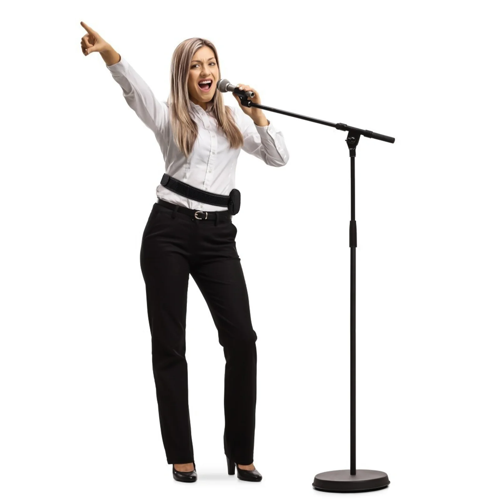 

1 pc Mic Waist Bag For Wireless Microphone Transmitter Durable Vertical Design Storage Pouch Adjustable Belt Mount Microphone