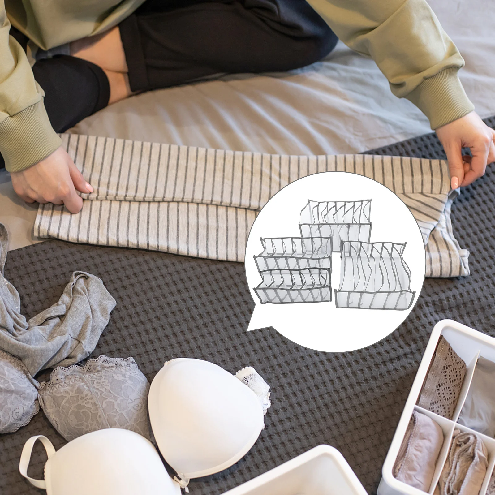 

4Pcs Practical Home Organizer Neat Lines Exquisite Details Underwear Jeans Box Jean Organizer Pant Organization and Storage