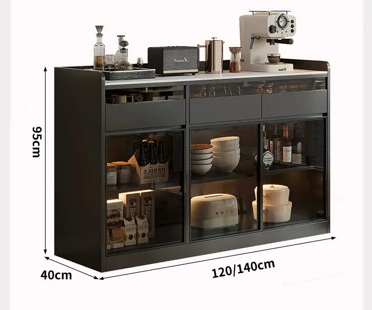 Modern Sideboard Cabinet With Glass Door Buffet Storage Cabinet With Drawers Kitchen Dining Living Room Furniture Coffee Bar