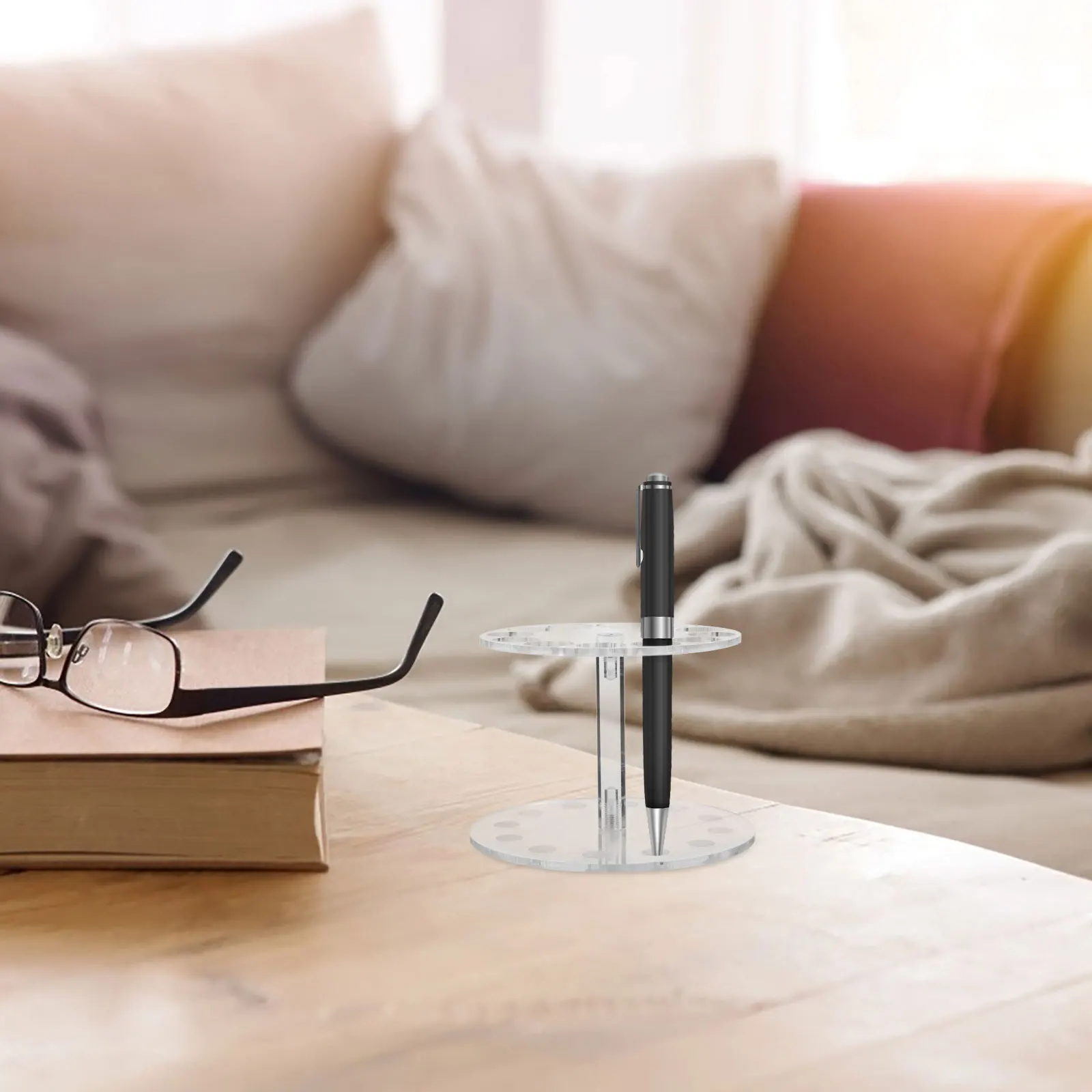 

12-Slots Pen Stand Organizer Acrylic Clear Display Stand Multi-Functional Nail Brush Holder Eyebrow Pencil Makeup Brush Holder