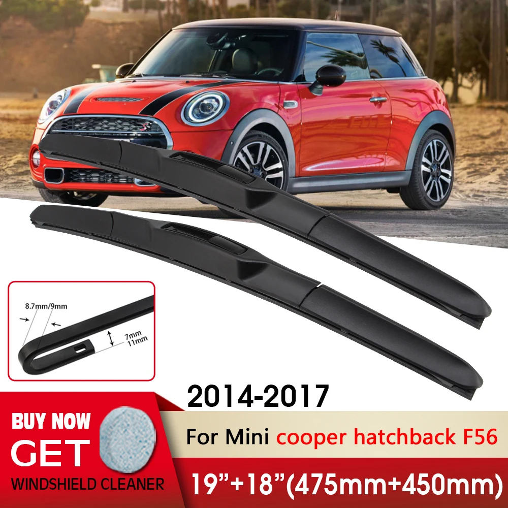 

Car Wiper Front Wiper Blades 19"+18" For Mini cooper hatchback F56 2014-2017 Fit U Hook Arm Windshield Windscreen Front Window