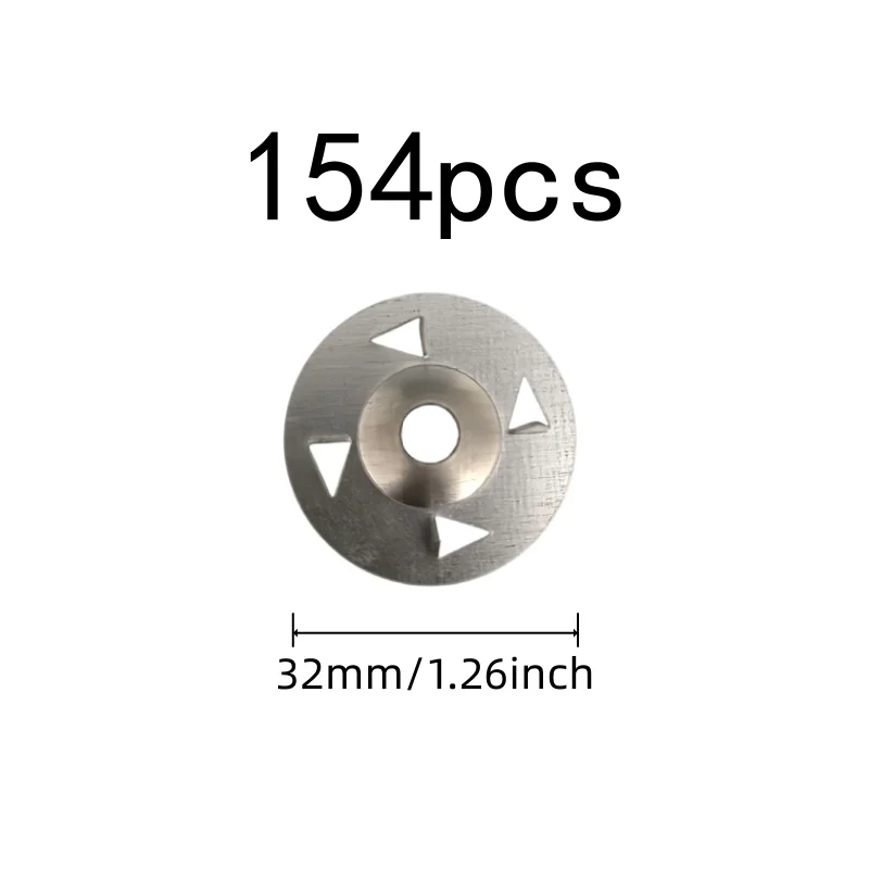154 pcs 32mm Four Claw Washers, Flat Stable Base, Floor Tile Installation Gypsum Board Fixing, Durable Iron Material