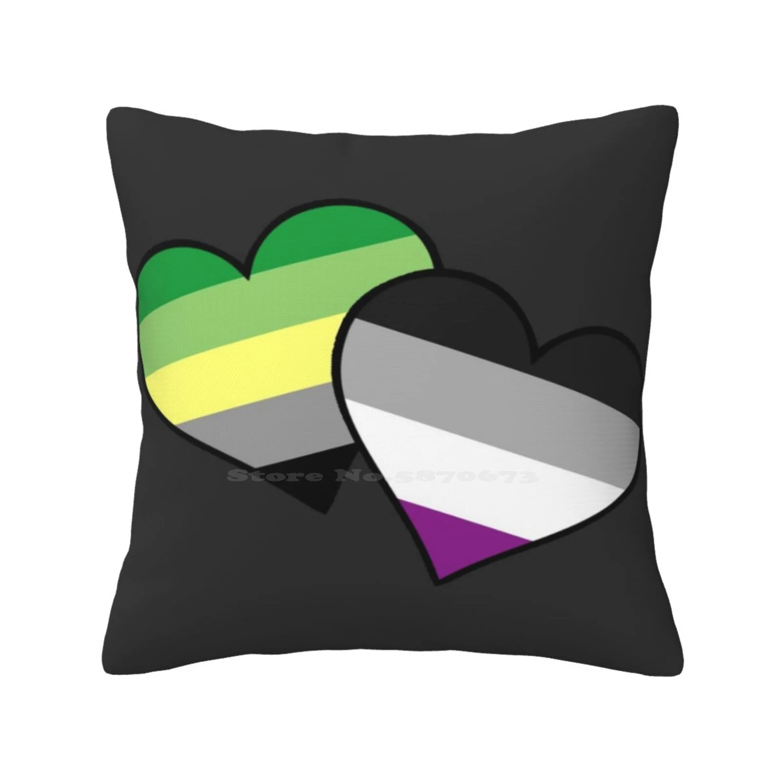 Aroace Hearts Home Sofa Car Waist Throw Pillowcase Aroace Aromantic Asexual Pride Flag Heart Lgbtqia Aromanticism Asexuality