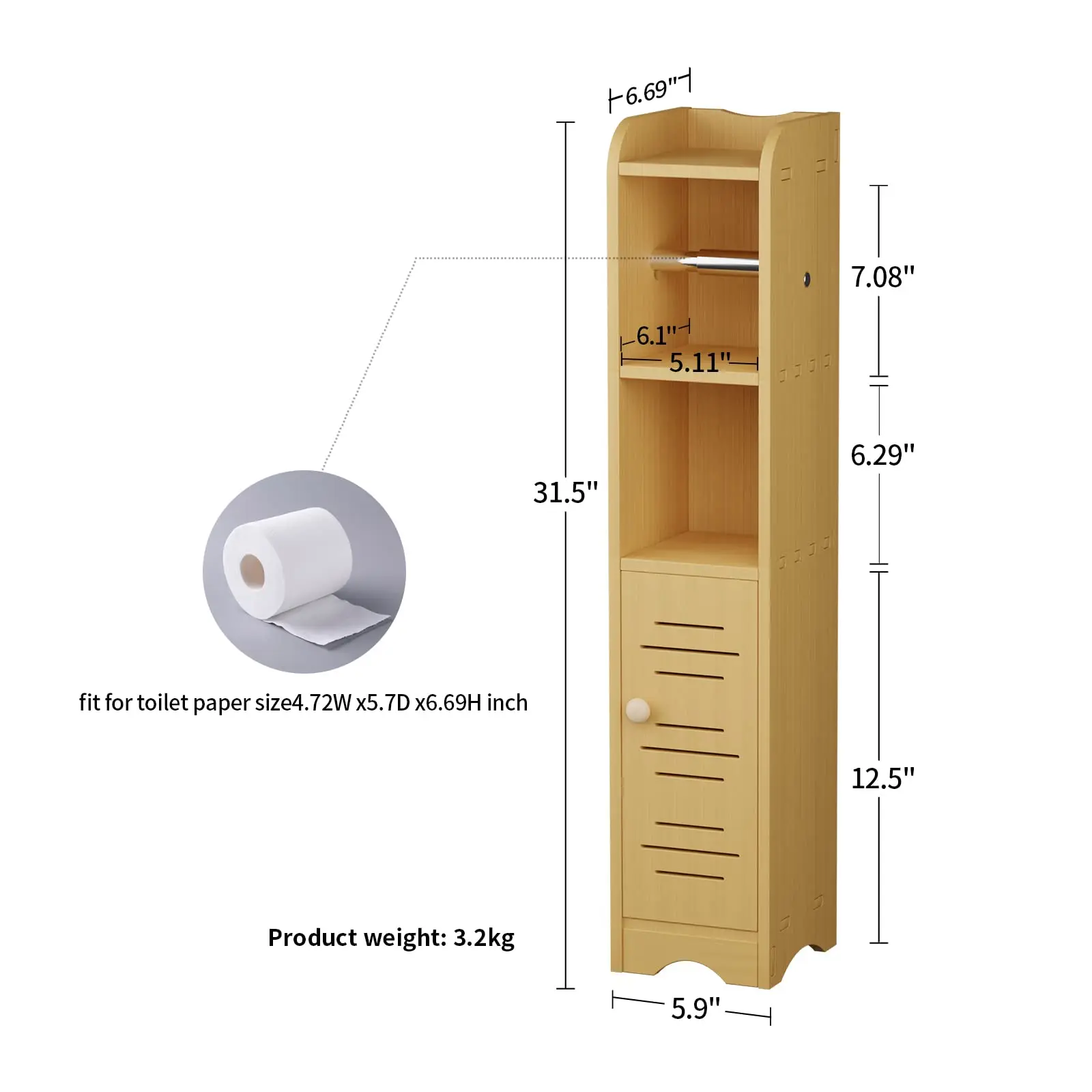 4 layer durable small bathroom storage cabinet bamboo floor