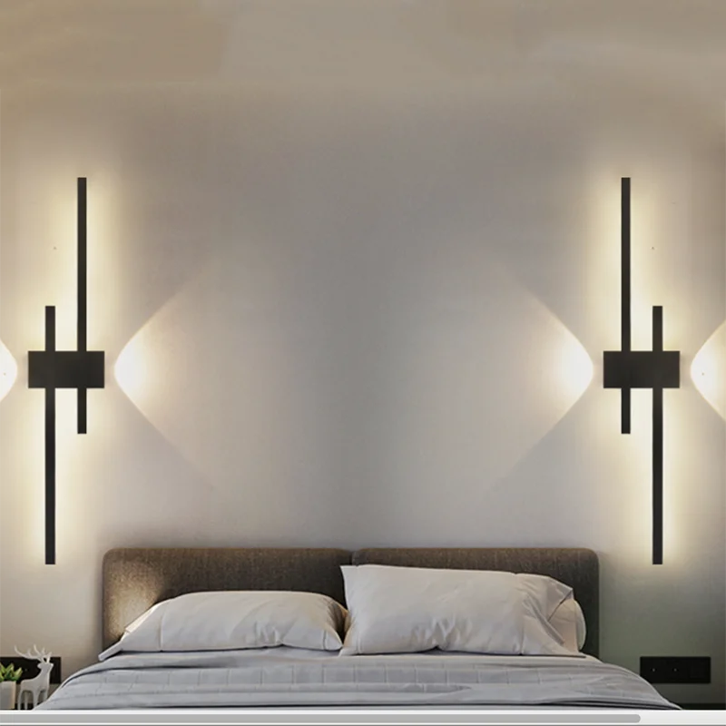

LED Wall Lamp Modern Minimalist Strip Wall Decor Lights Lighting For Bedroom Bedside Living Room TV Sofa Lobby Background Decor