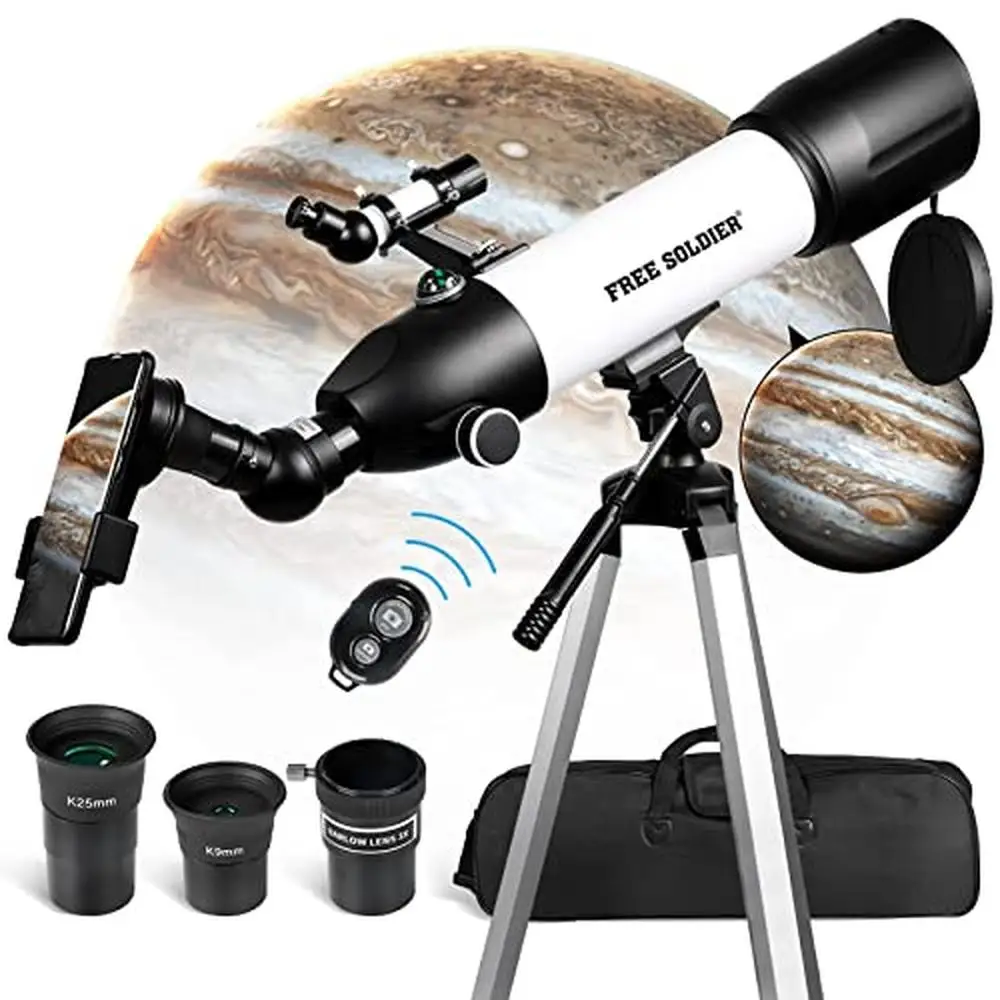 High Powered Professional Astronomical Refractor Telescope 500x80mm Adults Beginners Astronomy with Advanced Features K9mm &