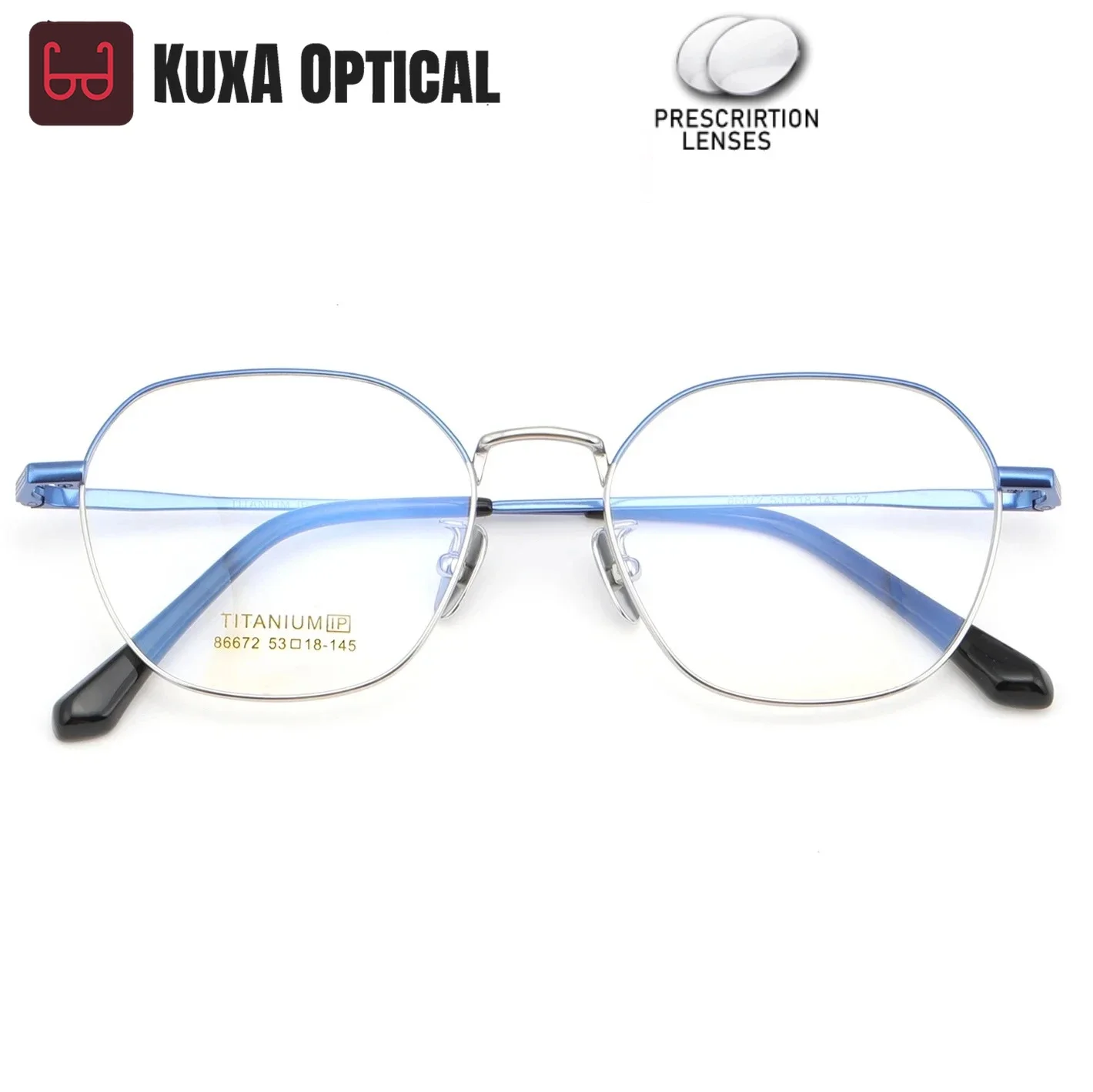 KUXA إطار نظارات مضلع هندسي للنساء من التيتانيوم نظارات بصرية للأشعة فوق البنفسجية وصفة طبية لقصر النظر مد البصر عدسة نظارات تقدمية