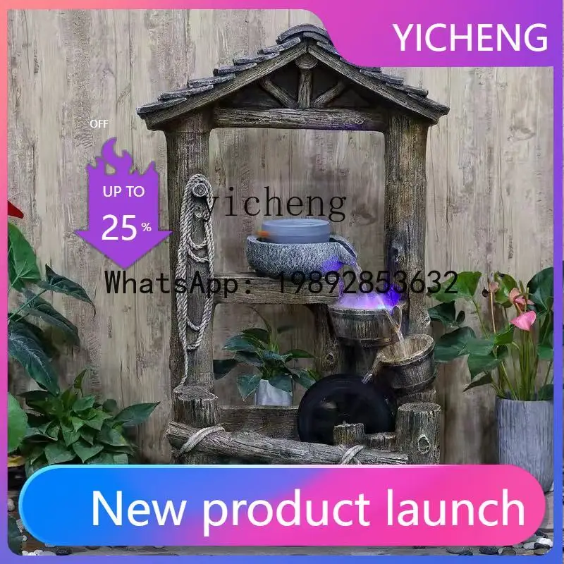 

A31- Flowing Water Fountain Wealth-Attracting Feng Shui Wheel Outdoor Garden Landscape Fake Decoration Ornament